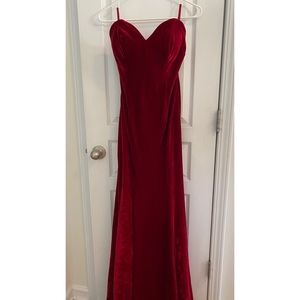 Strapless Burgundy Velvet Gown